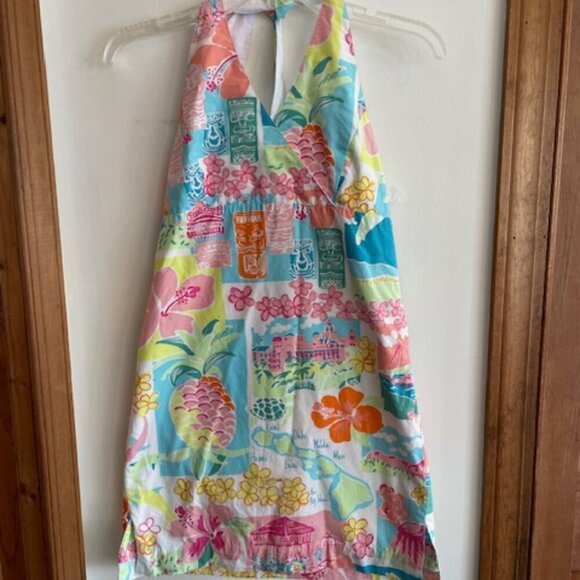 LILLY PULITZER Hawaii Resort 2004 Halter Dress White Label Girl 14 - Picture 1 of 16